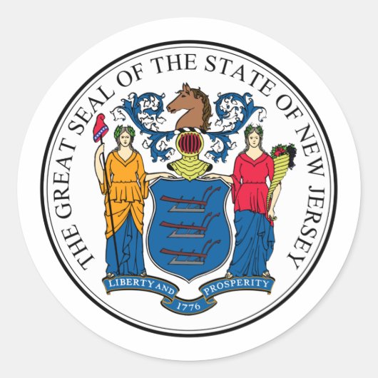 New Jersey State Seal - Ronde Sticker (Voorkant)