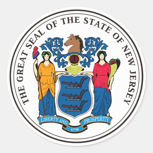 New Jersey State Seal Ronde Sticker (Voorkant)