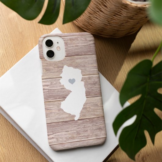New Jersey State Silhouette Rustic Wood Look Case-Mate iPhone Case