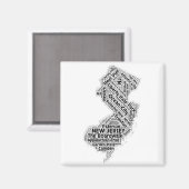 New Jersey State Word Cloud Magneet (Voorkant / Achterkant)