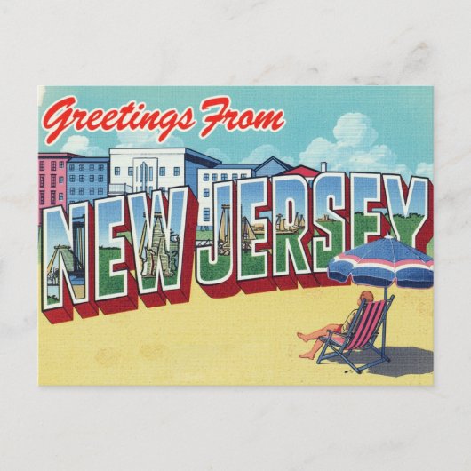 New Jersey strand kust Briefkaart (Voorkant)