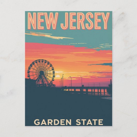 New Jersey Sunset Boardwalk Briefkaart (Voorkant)
