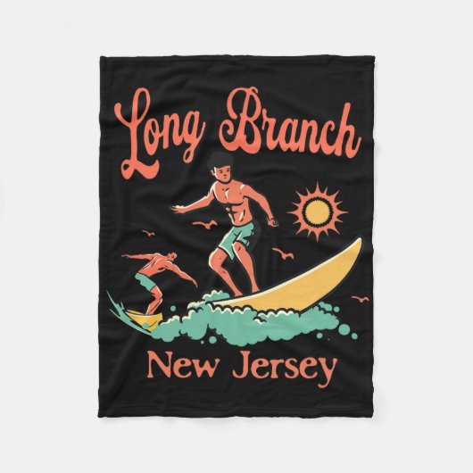 New Jersey Surfer Long Branch Nj Surfen Strand Vak Fleece Deken (Voorkant)