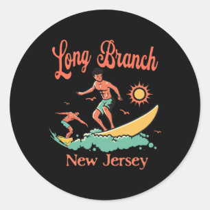 New Jersey Surfer Long Branch Nj Surfen Strand Vak Ronde Sticker