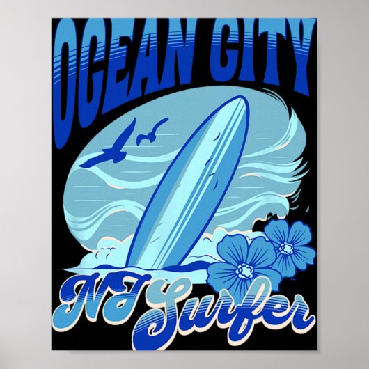 New Jersey Surfer Ocean City Nj Surfing Beach Sand Poster (Voorkant)