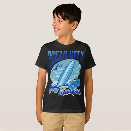 New Jersey Surfer Ocean City Nj Surfing Beach Sand T-shirt (Voorkant volledig)