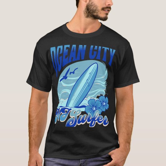 New Jersey Surfer Ocean City Nj Surfing Beach Sand T-shirt (Voorkant)
