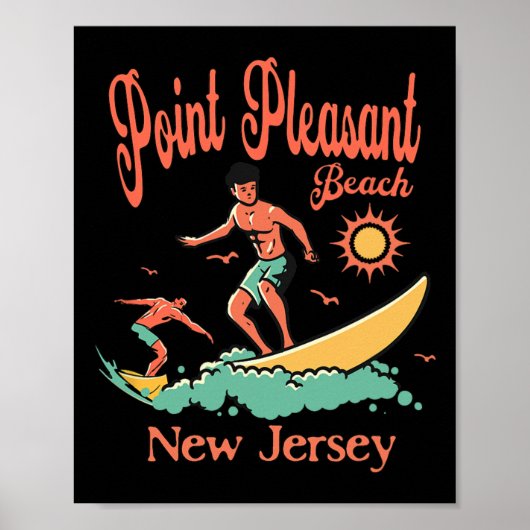 New Jersey Surfer Point Pleasant Beach Nj Surfen Poster (Voorkant)
