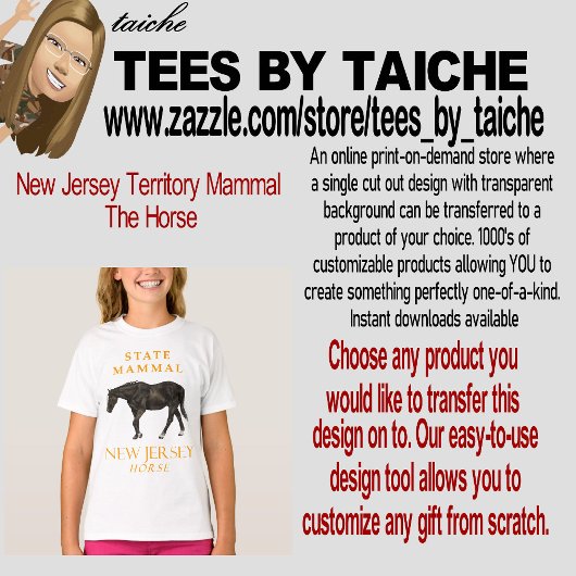 New Jersey Territory zoogdier het paard T-shirt