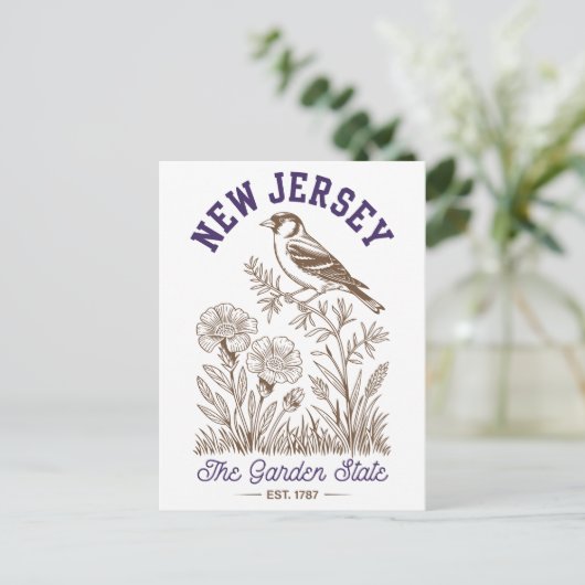 New Jersey The Garden State Est. 1787 Bird Briefkaart (Staand voorkant)