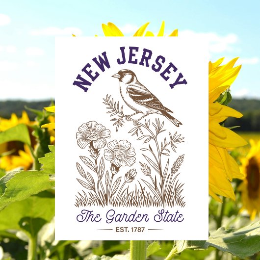 New Jersey The Garden State Est. 1787 Bird Briefkaart