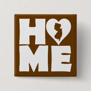New Jersey Thuis Hart Staat Knop Badge Speld Vierkante Button 5,1 Cm