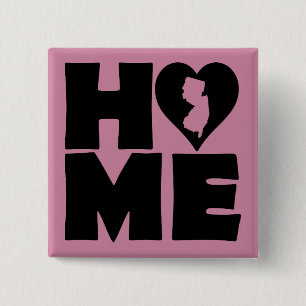 New Jersey Thuis Hart Staat Knop Badge Speld Vierkante Button 5,1 Cm