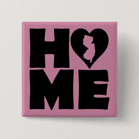 New Jersey Thuis Hart Staat Knop Badge Speld Vierkante Button 5,1 Cm (Voorkant)