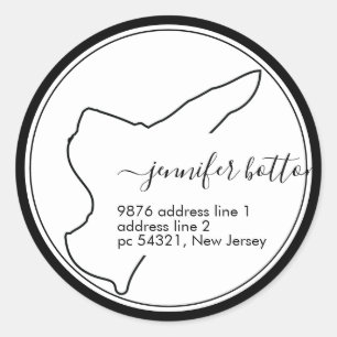 New Jersey thuis kaart retouradres handtekening Ronde Sticker