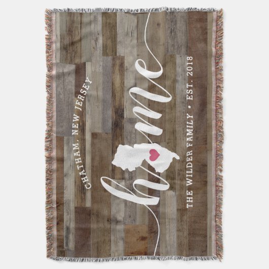 New Jersey Thuis Staat Persoonlijke Hout Look Deken (Voorkant Verticaal)