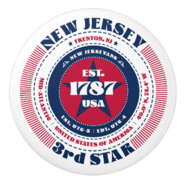 New Jersey US State Rood Wit Blauw Typografie Keramische Knop