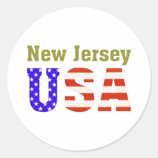 New Jersey USA. Ronde Sticker (Voorkant)