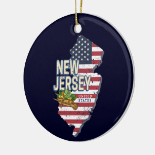 New Jersey Verenigde Staten Retro Kaart USA Souven Keramisch Ornament