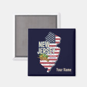 New Jersey Verenigde Staten Retro Kaart USA Souven Magneet (Voorkant / Achterkant)