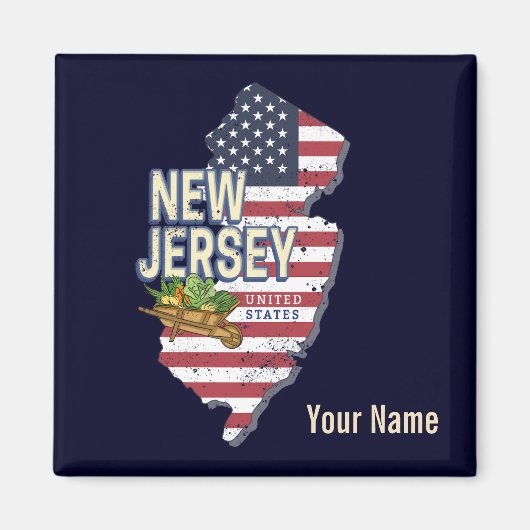 New Jersey Verenigde Staten Retro Kaart USA Souven Magneet (Voorkant)