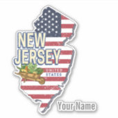 New Jersey Verenigde Staten Retro Kaart USA Souven Sticker (Voorkant)