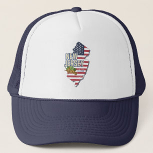 New Jersey Verenigde Staten Retro Kaart USA Souven Trucker Pet