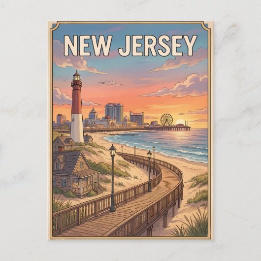 New Jersey Vintage Anime Reisposter Briefkaart (Voorkant)
