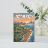 New Jersey Vintage Anime Reisposter Briefkaart (Staand voorkant)