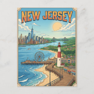 New Jersey Vintage Anime Reisposter Briefkaart