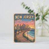 New Jersey Vintage Anime Reisposter Briefkaart (Staand voorkant)