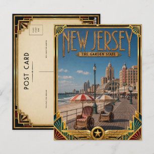 New Jersey Vintage Art Deco Gouden Tijdperk Briefkaart