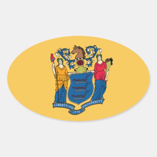 New Jersey Vlagsticker Ovale Sticker (Voorkant)