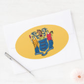 New Jersey Vlagsticker Ovale Sticker (Envelop)