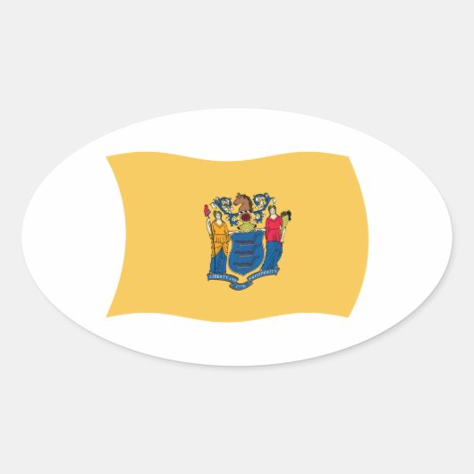 New Jersey Vlagsticker Ovale Sticker (Voorkant)