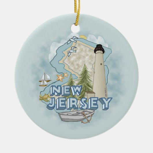 New Jersey vuurtorenornament Keramisch Ornament (Voorkant)