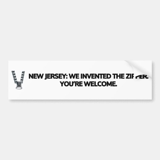 New Jersey: We hebben de zipper uitgevonden. Bumpersticker (Voorkant)