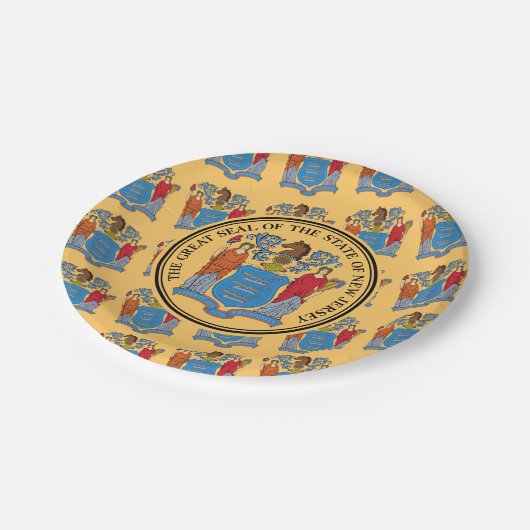 New Jerseyan Flag & Seal, New Jersey Papieren Bordje (Gekanteld)