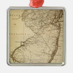 New JerseyPanoramic MapNew Jersey Metalen Ornament