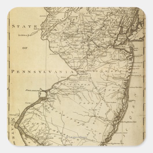 New JerseyPanoramic MapNew Jersey Vierkante Sticker (Voorkant)