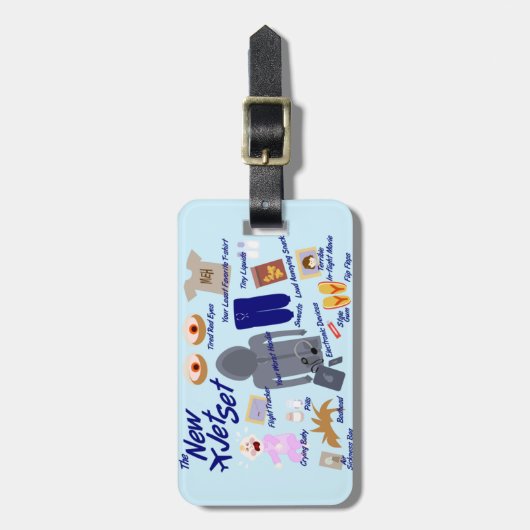 New Jet Set Funny Air Travel Cartoon Bagagelabel (Voorkant verticaal)