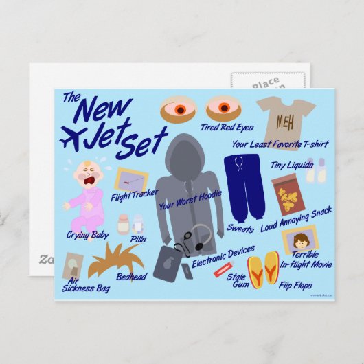 New Jet Set Funny Air Travel Cartoon Parody Briefkaart (Voorkant / Achterkant)
