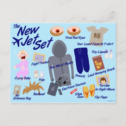 New Jet Set Funny Air Travel Cartoon Parody Briefkaart (Voorkant)