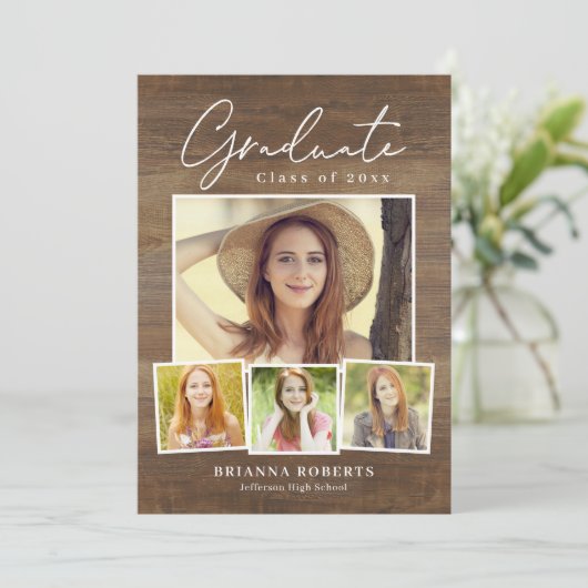 New Journey Rustic Afstuderen Uitnodiging (Staand voorkant)