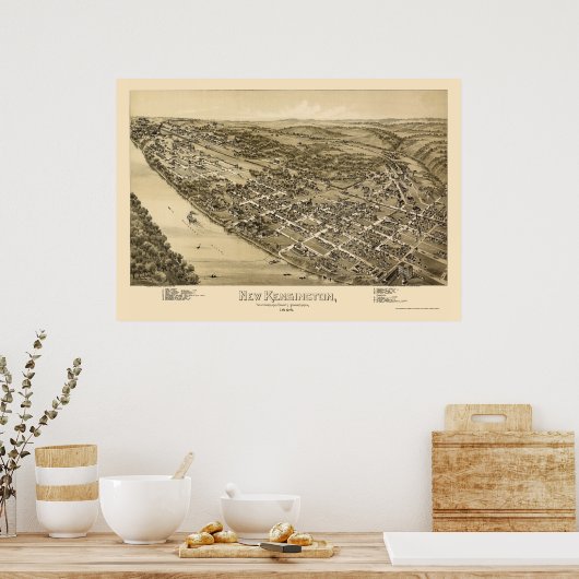 New Kensington, PA Panoramic Map - 1896 Poster (Keuken)