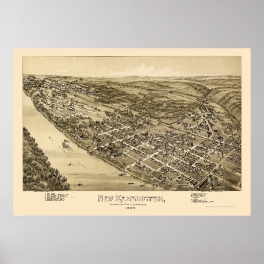 New Kensington, PA Panoramic Map - 1896 Poster (Voorkant)
