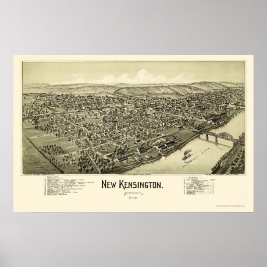 New Kensington, PA Panoramic Map - 1902 Poster (Voorkant)