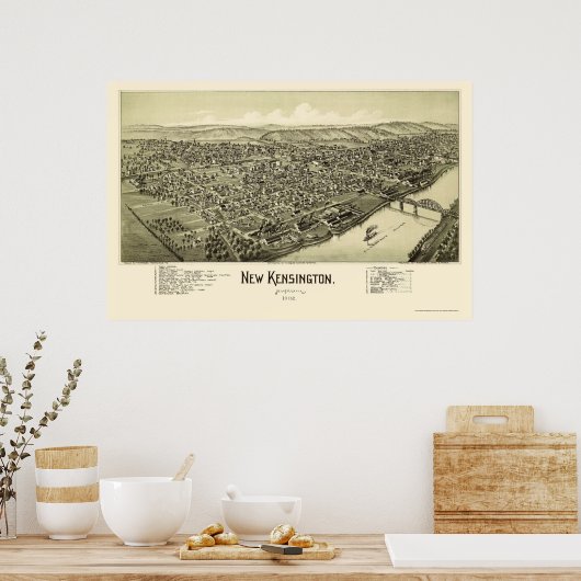 New Kensington, PA Panoramic Map - 1902 Poster (Keuken)