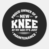 New Knee Replacement Surgery Get Well Recovery Gag Ronde Sticker (Voorkant)