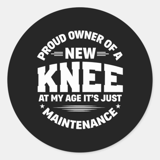 New Knee Replacement Surgery Get Well Recovery Gag Ronde Sticker (Voorkant)